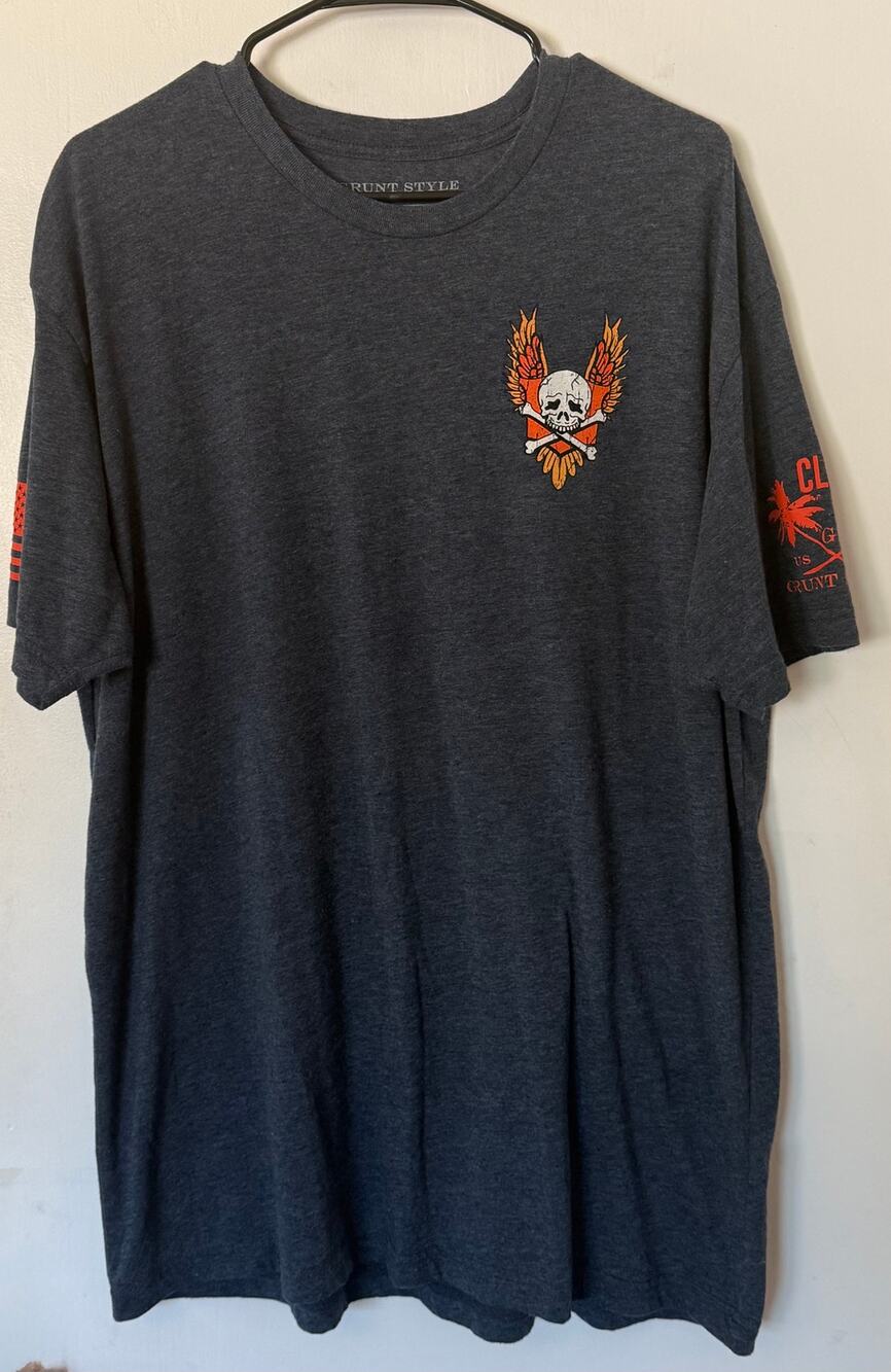 Men's Grunt Style Patriot Eagle Navy Graphic Tee Gray 2XL